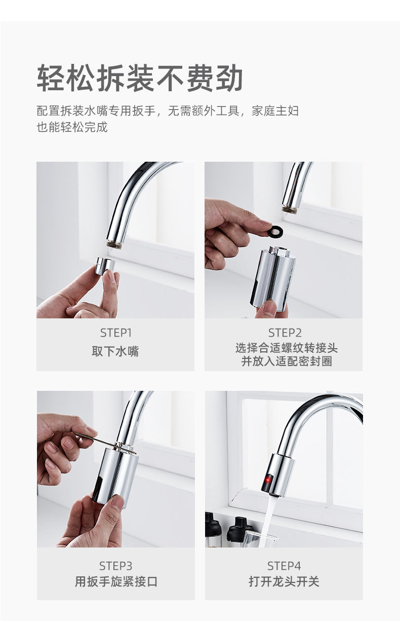 Automatic intelligent cold and hot induction water tap