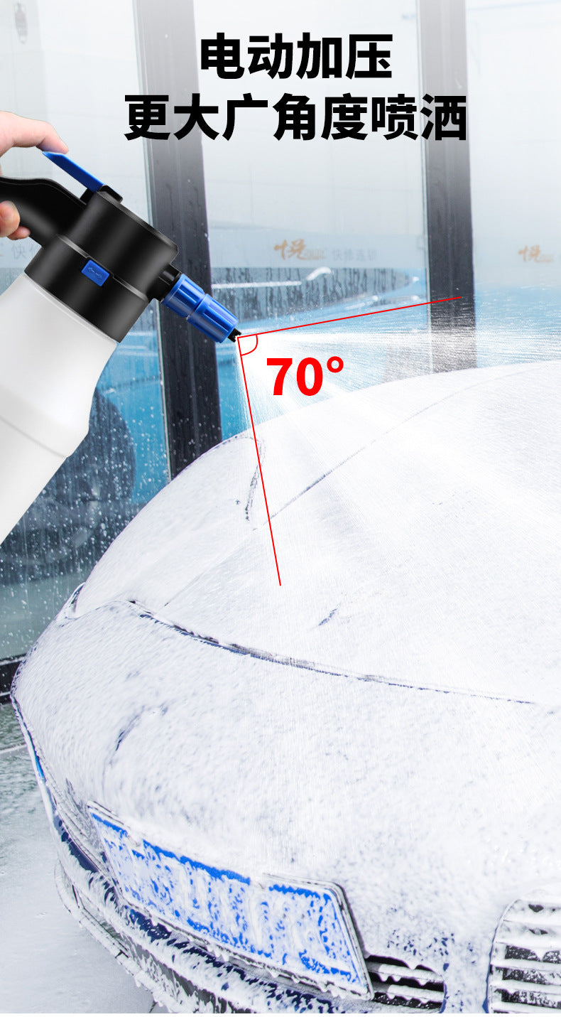 Foam watering can for electric car washing