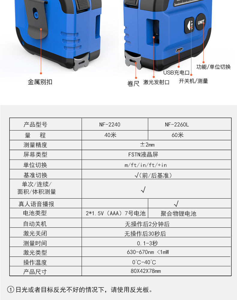 2023NF-2260 tape laser range finder measuring instrument tool handheld electronic infrared