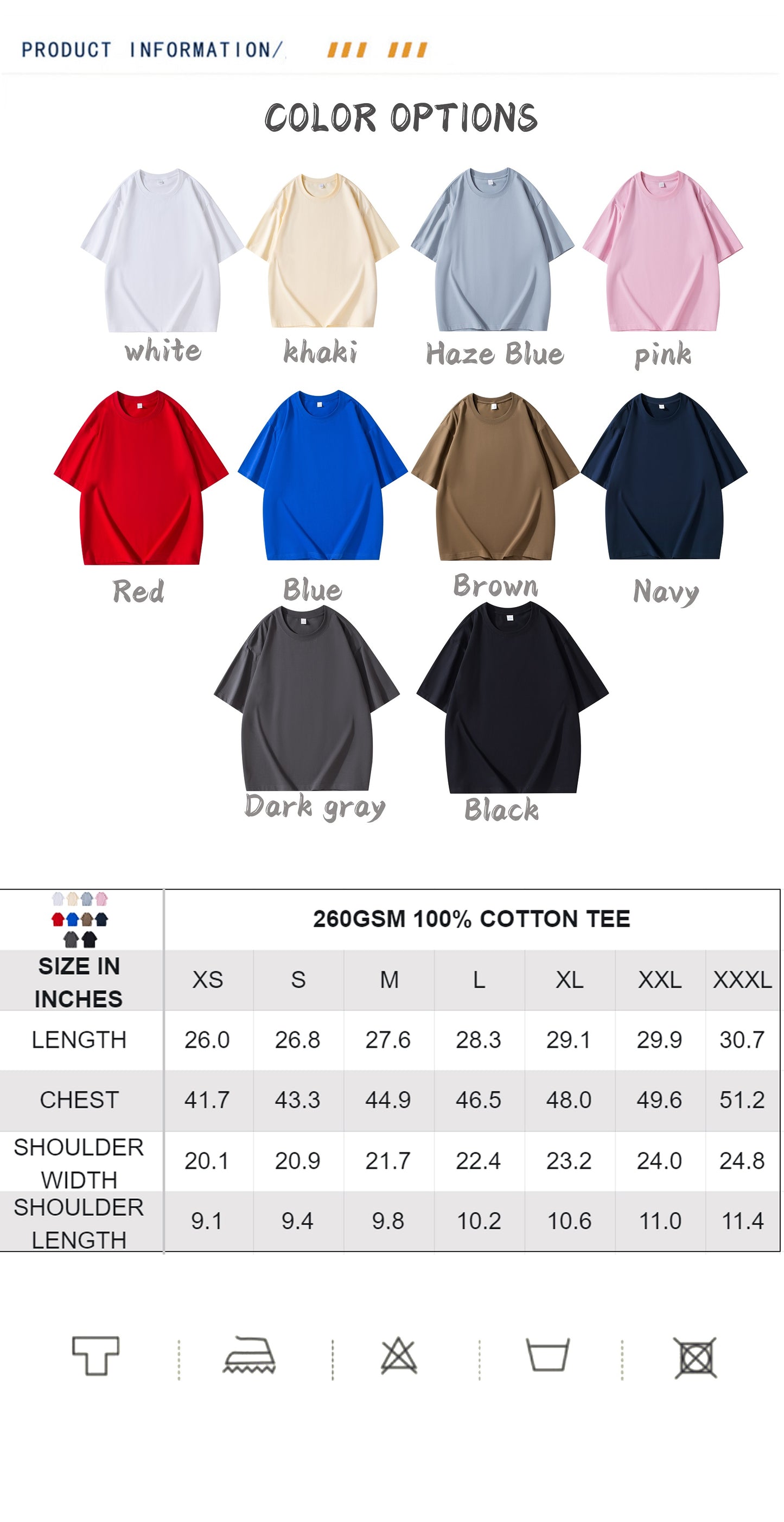 2023 260G cotton Tee S-3XL USA size (Premium quailty cotton)